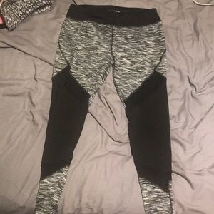 Black and white leggings with mesh
